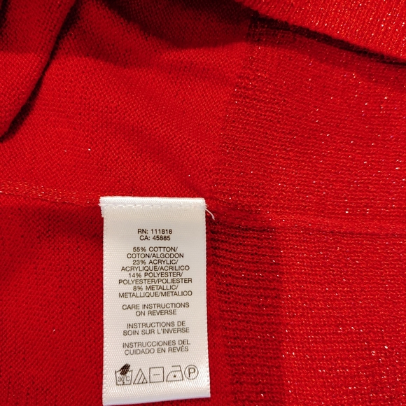 Michael Kors Womens Red Sparkle Cowl Neck Sweater sz XS - Picture 5 of 6